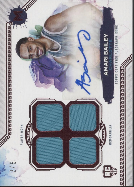 Amari Bailey 2024 Topps Motif Red Swatch RC Auto 2/5 #MQA-AB