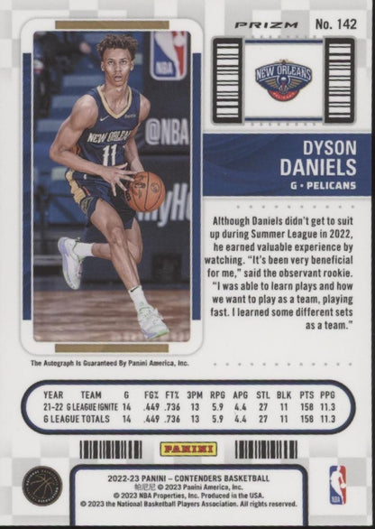 Dyson Daniels 2022-23 Panini Contenders Rookie Ticket Green Shimmer RC Auto