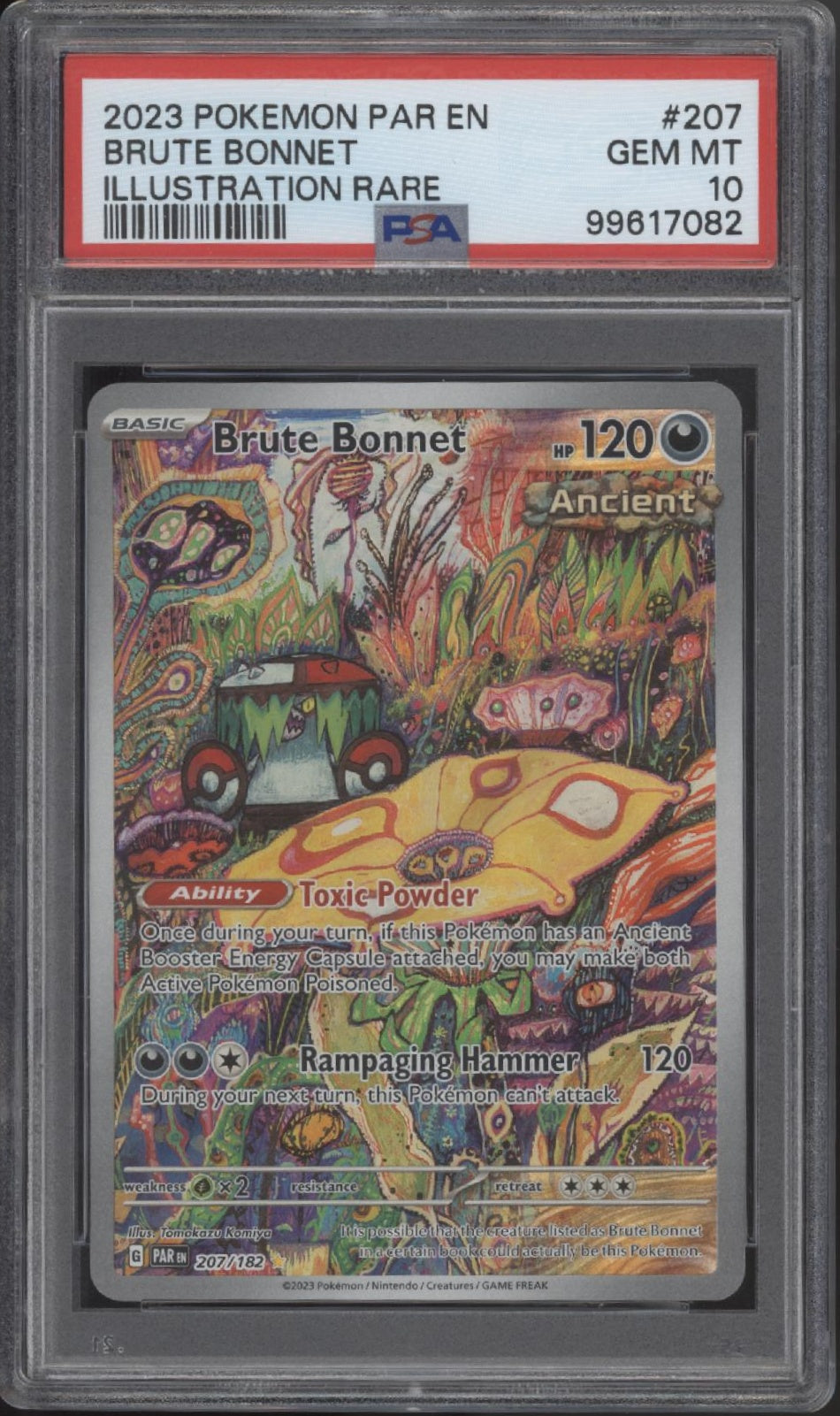 Brute Bonnet Pokemon Paradox Rift Illustration Rare #207 PSA 10