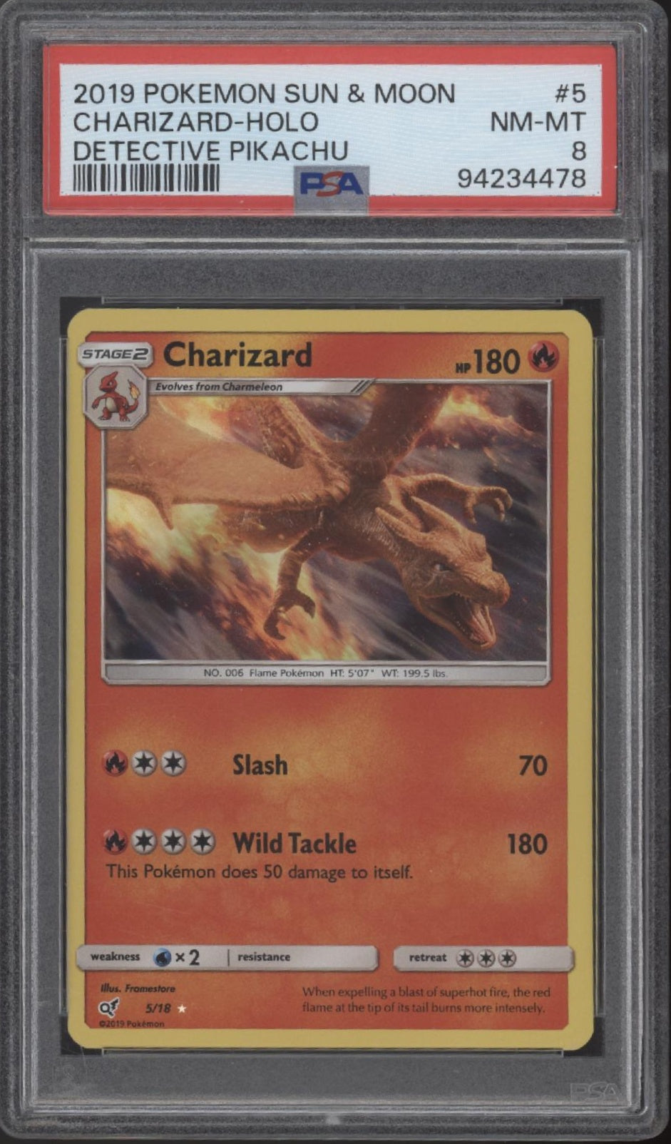 Charizard Pokemon Detective Pikachu Holo #5 PSA 8
