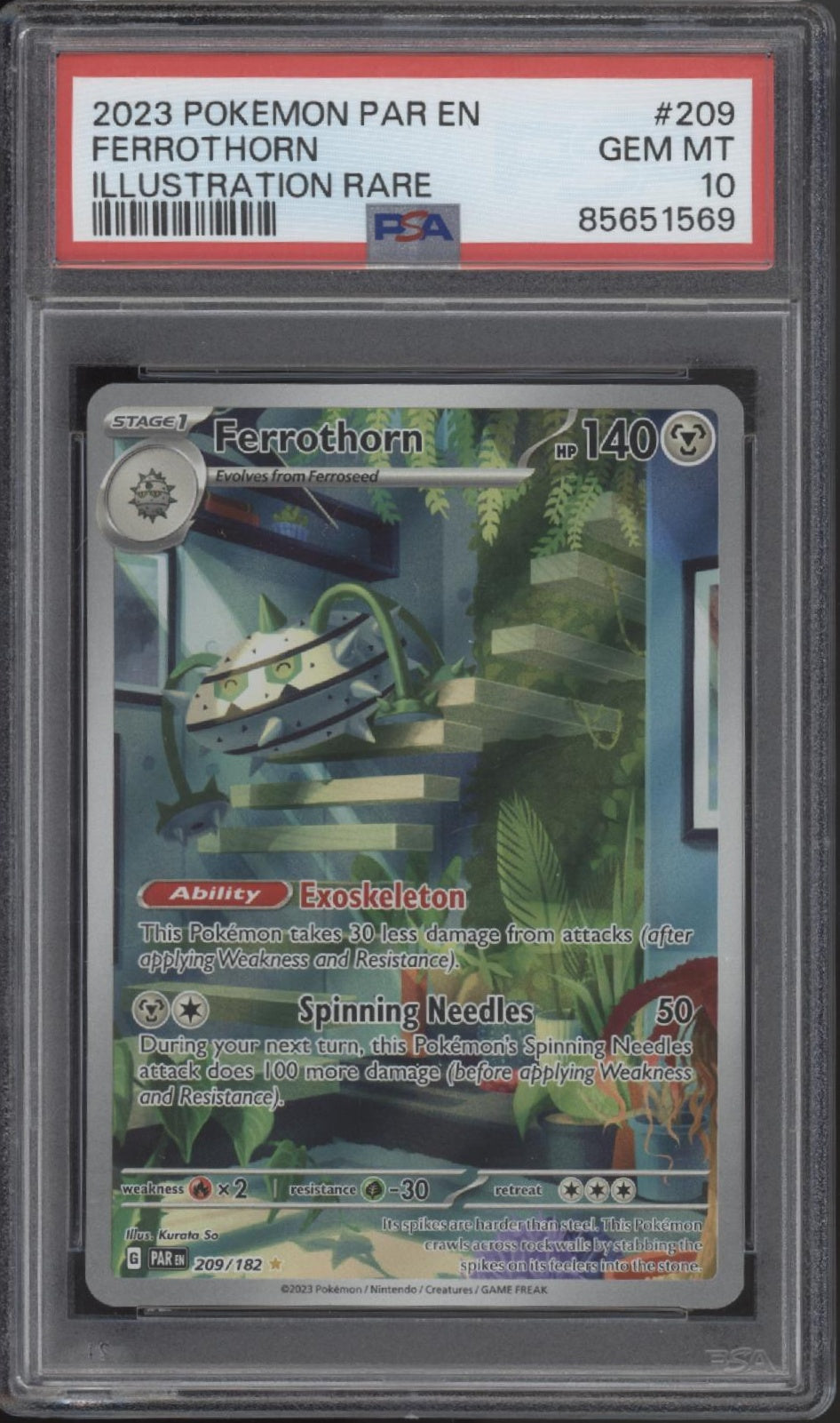 Ferrothorn Pokemon Paradox Rift Illustration Rare #209 PSA 10