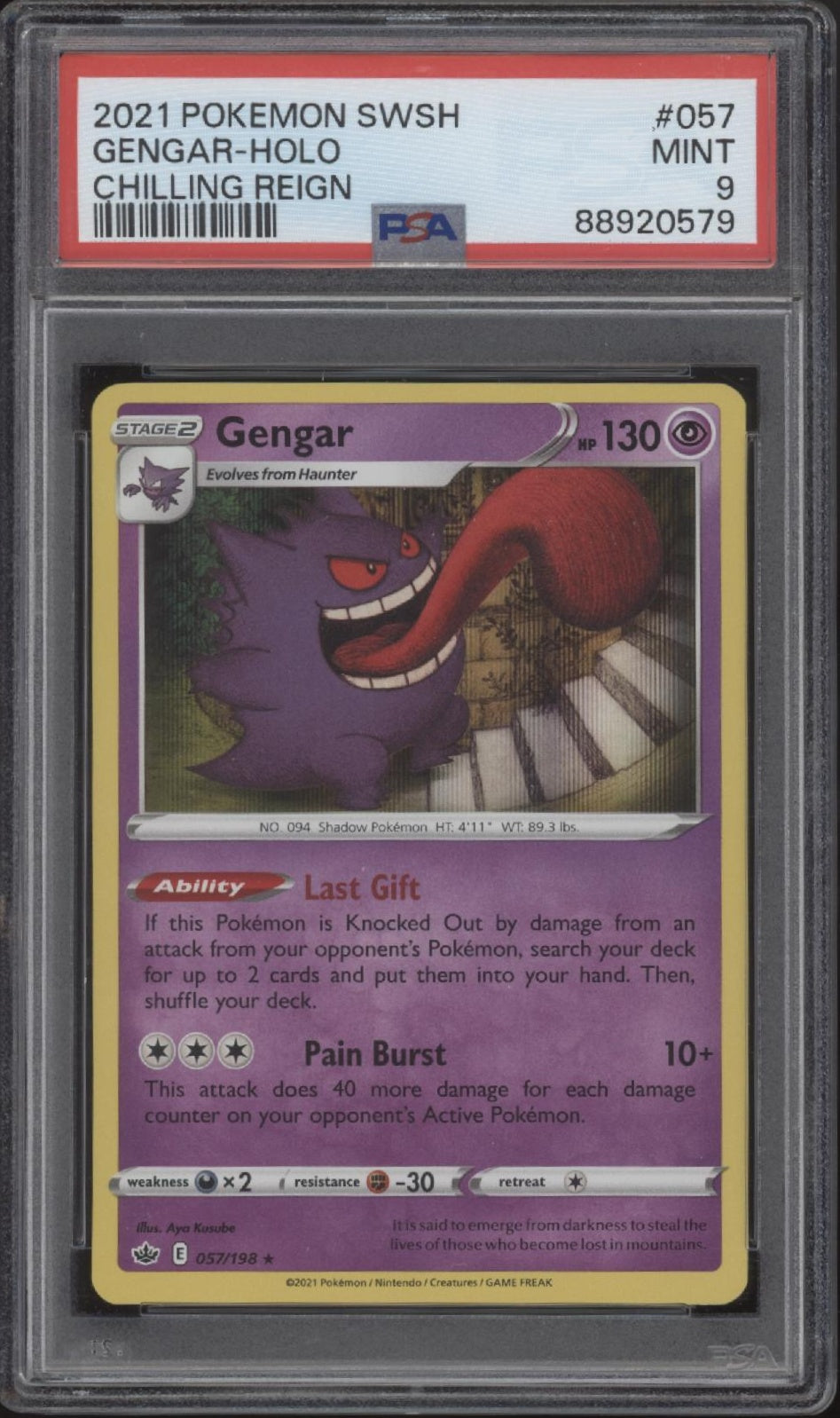 Gengar Pokemon Chilling Reign Holo #057 PSA 9