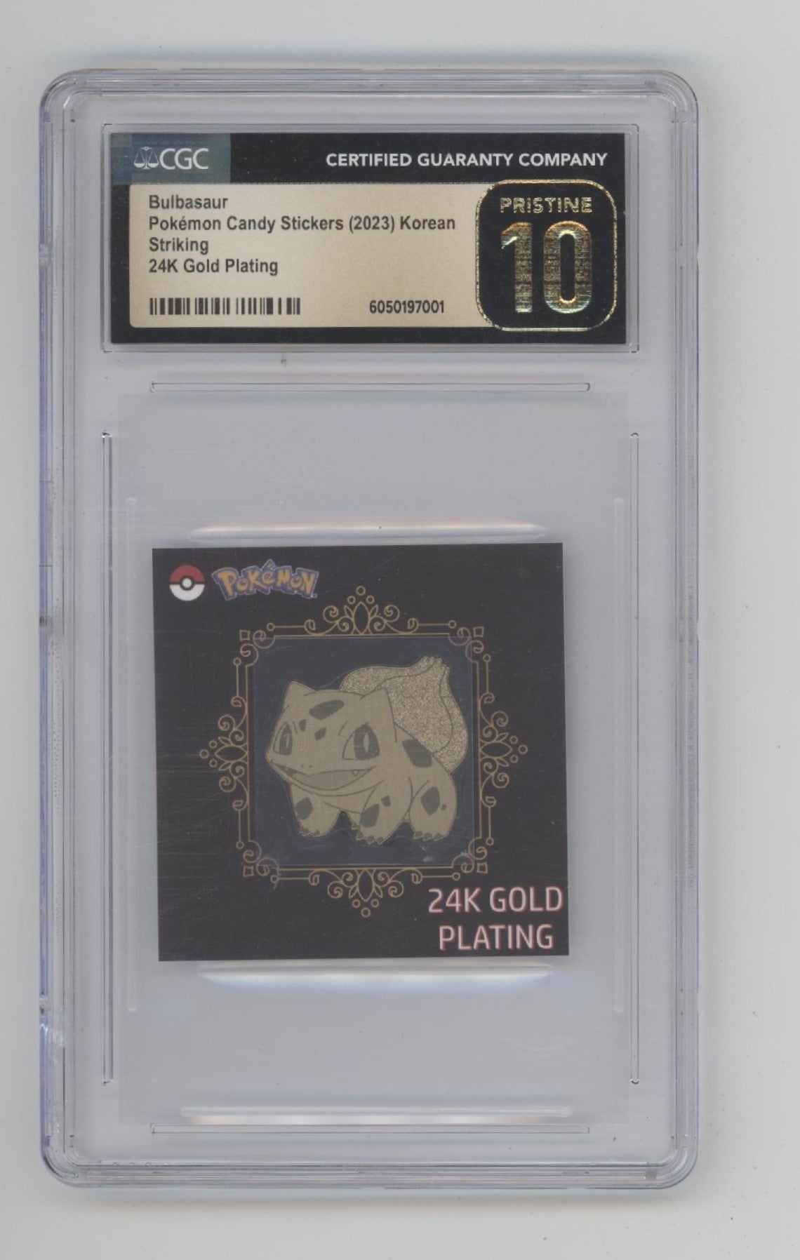 Bulbasaur Pokemon Candy Stickers 24K Gold Plate Striking Korean CGC 10 Pristine