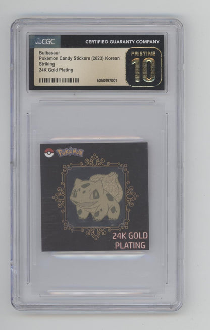 Bulbasaur Pokemon Candy Stickers 24K Gold Plate Striking Korean CGC 10 Pristine