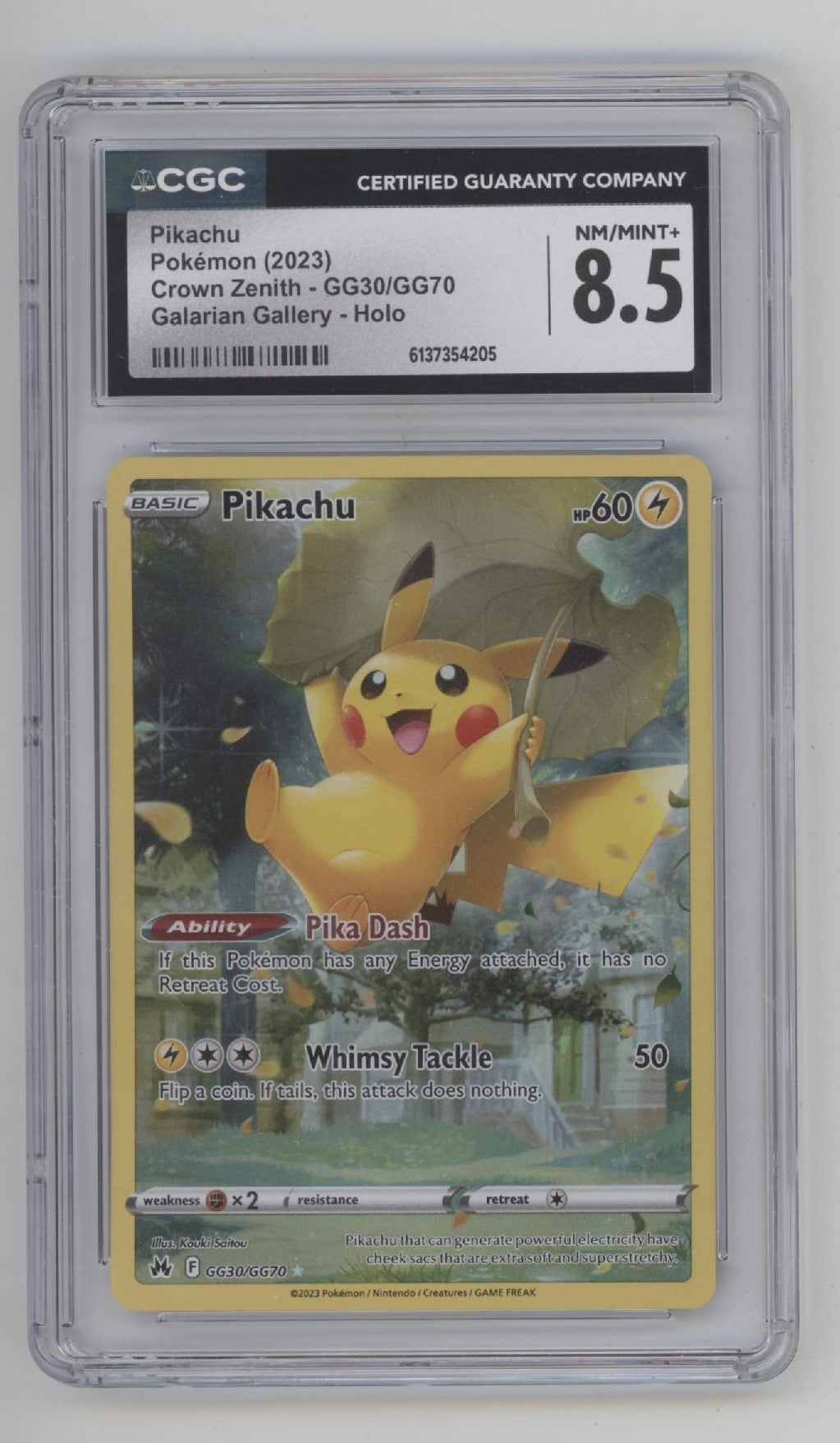 Pikachu Pokemon Crown Zenith Galarian Gallery Holo #GG30 CGC 8.5