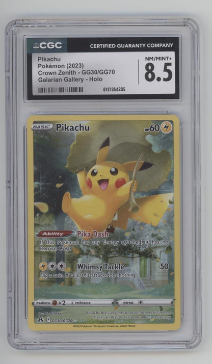 Pikachu Pokemon Crown Zenith Galarian Gallery Holo #GG30 CGC 8.5