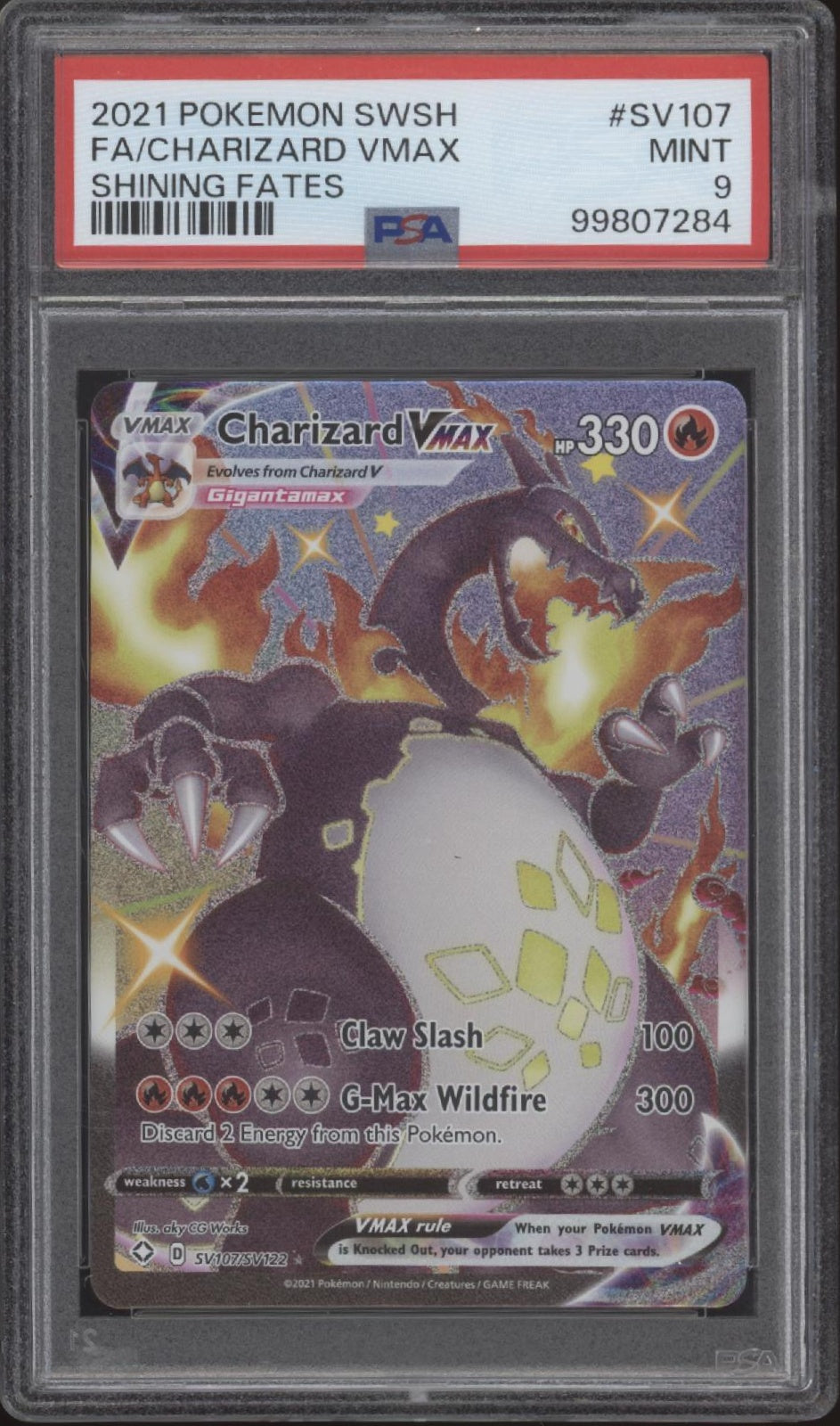 Charizard VMAX Pokemon Shining Fates Full Art #SV107 PSA 9 #2