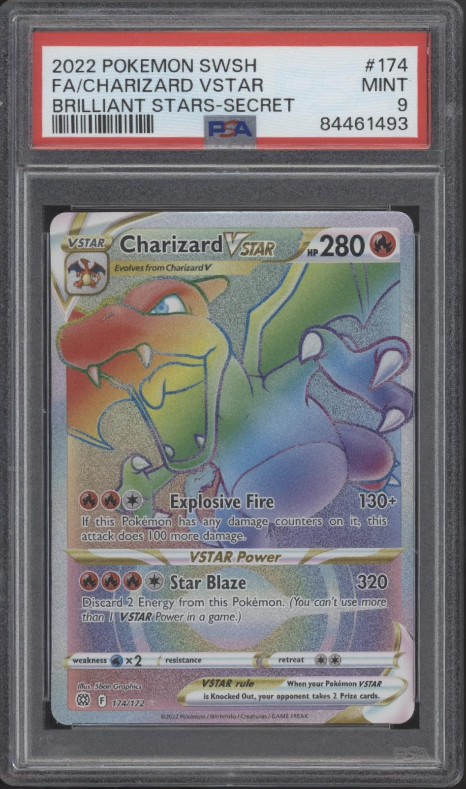 Charizard VSTAR Pokemon Brilliant Stars Secret Full Art #174 PSA 9