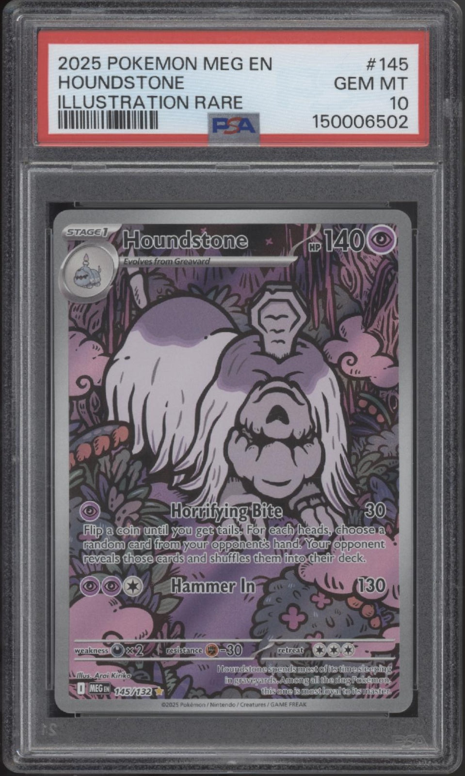Houndstone Pokemon Mega Evolution Illustration Rare #145 PSA 10