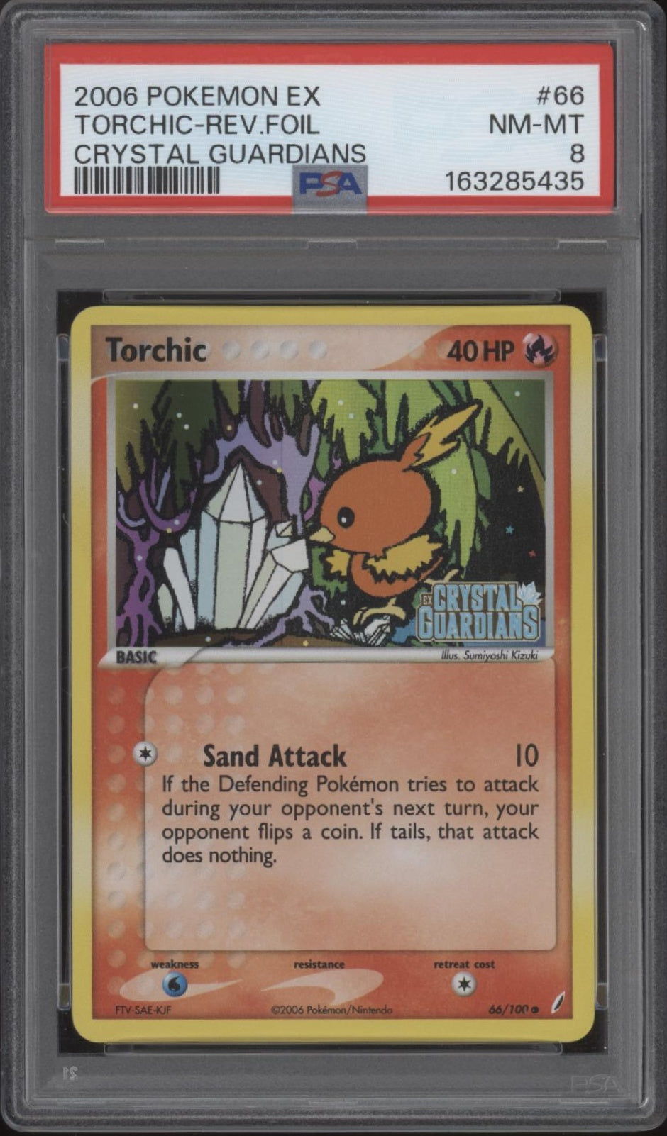 Torchic Pokemon Crystal Guardians Reverse Foil #66 PSA 8