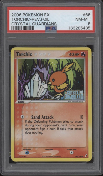 Torchic Pokemon Crystal Guardians Reverse Foil #66 PSA 8