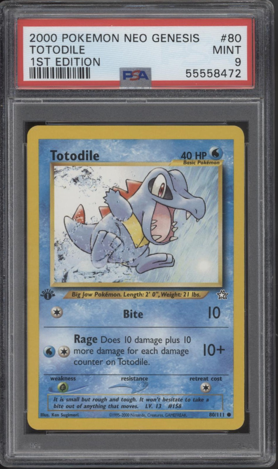 Totodile Pokemon Neo Genesis 1st Edition #80 PSA 9