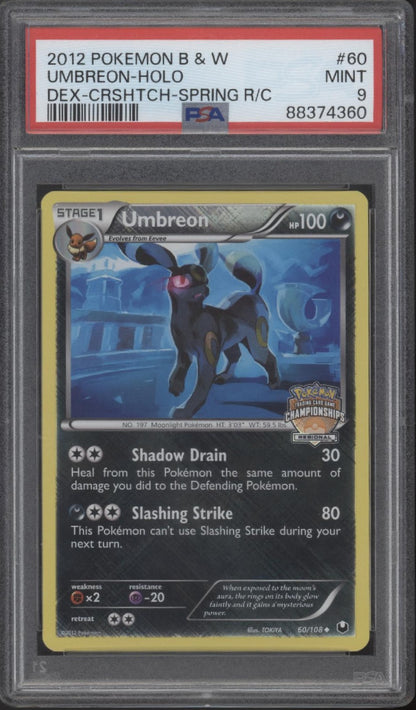 Umbreon Pokemon Black & White Spring Regional Champs Crosshatch Holo PSA 9