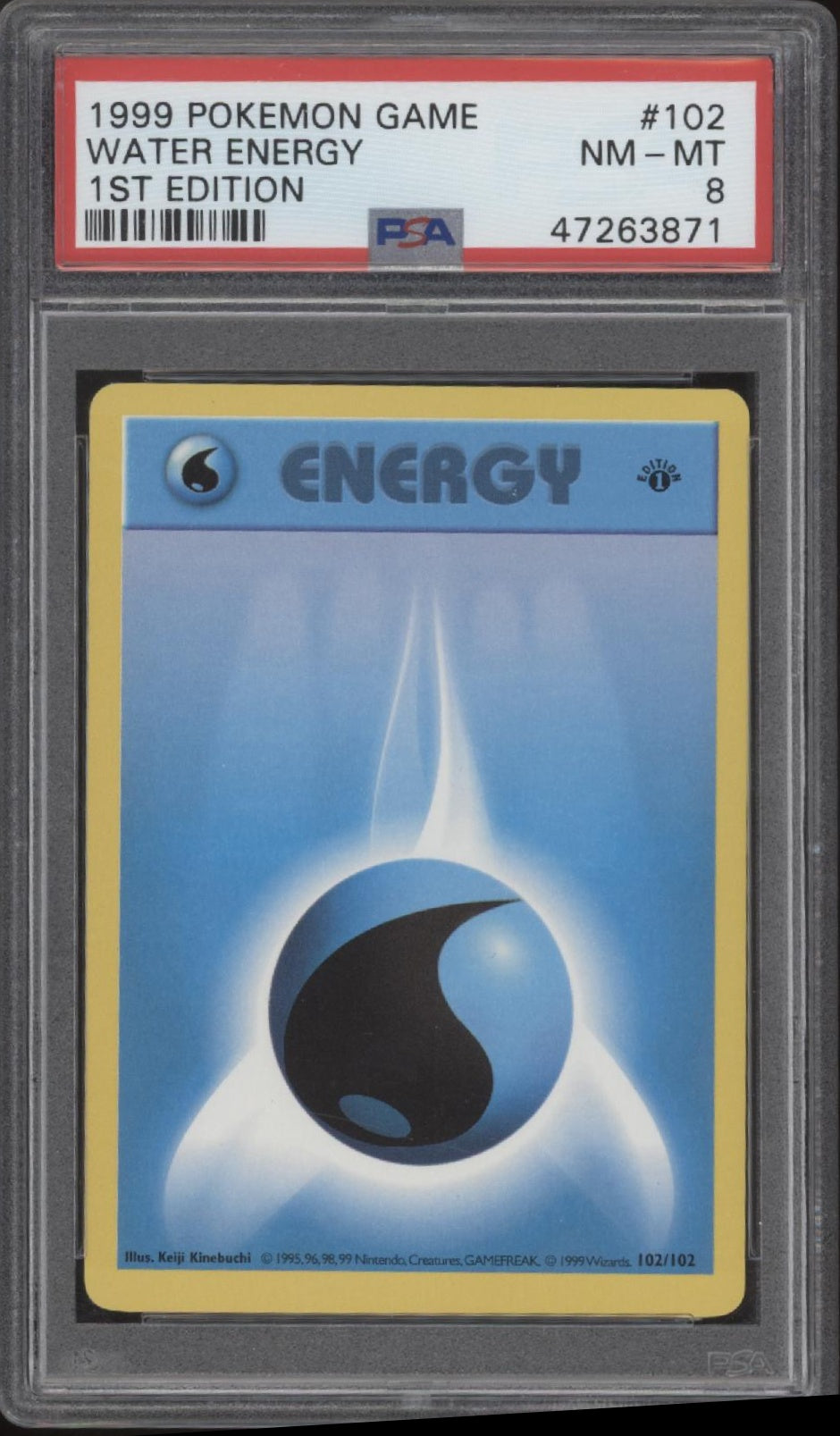Water Energy Pokemon Base Set 1st Edition #102 PSA 8