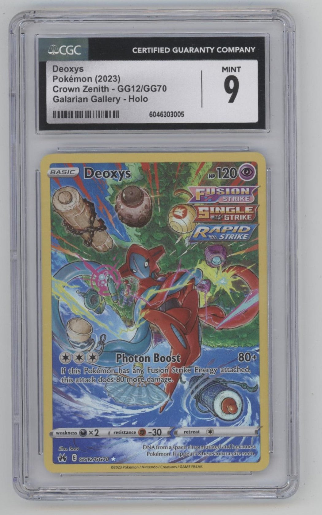 Deoxys Pokemon Crown Zenith Galarian Gallery Holo #GG12 CGC 9
