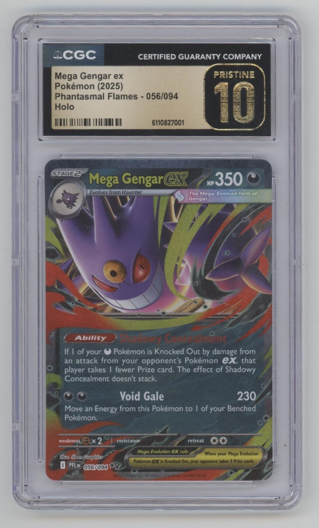 Mega Gengar ex Pokemon Phantasmal Flames Holo #056 CGC 10 Pristine