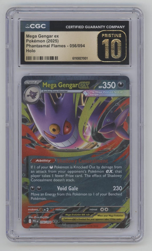 Mega Gengar ex Pokemon Phantasmal Flames Holo #056 CGC 10 Pristine