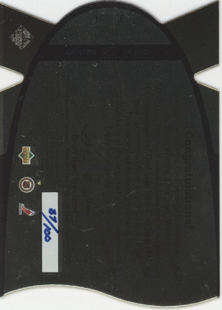 Doug Weight 1997-98 Upper Deck SPX Duo View Die-Cut Auto 87/100
