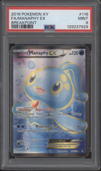 Manaphy ex Pokemon Breakpoint Full Art #116 PSA 9