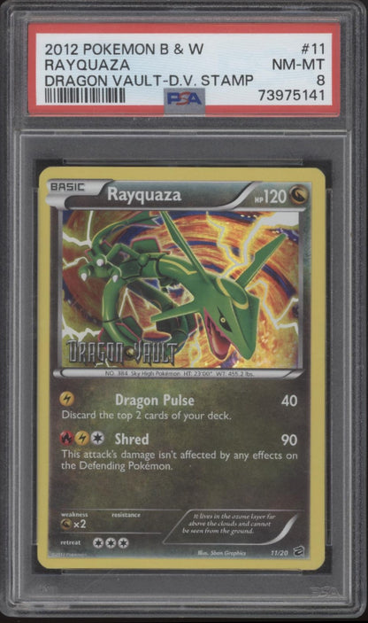 Rayquaza Pokemon Dragon Vault Stamp #11 PSA 8