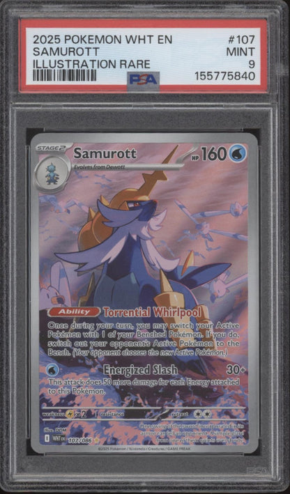Samurott Pokemon White Flare Illustration Rare #107 PSA 9