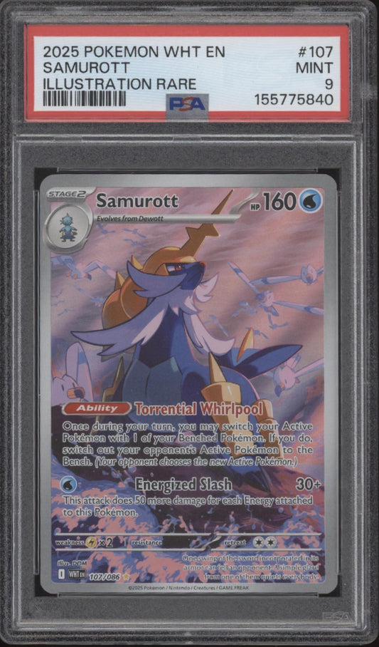 Samurott Pokemon White Flare Illustration Rare #107 PSA 9