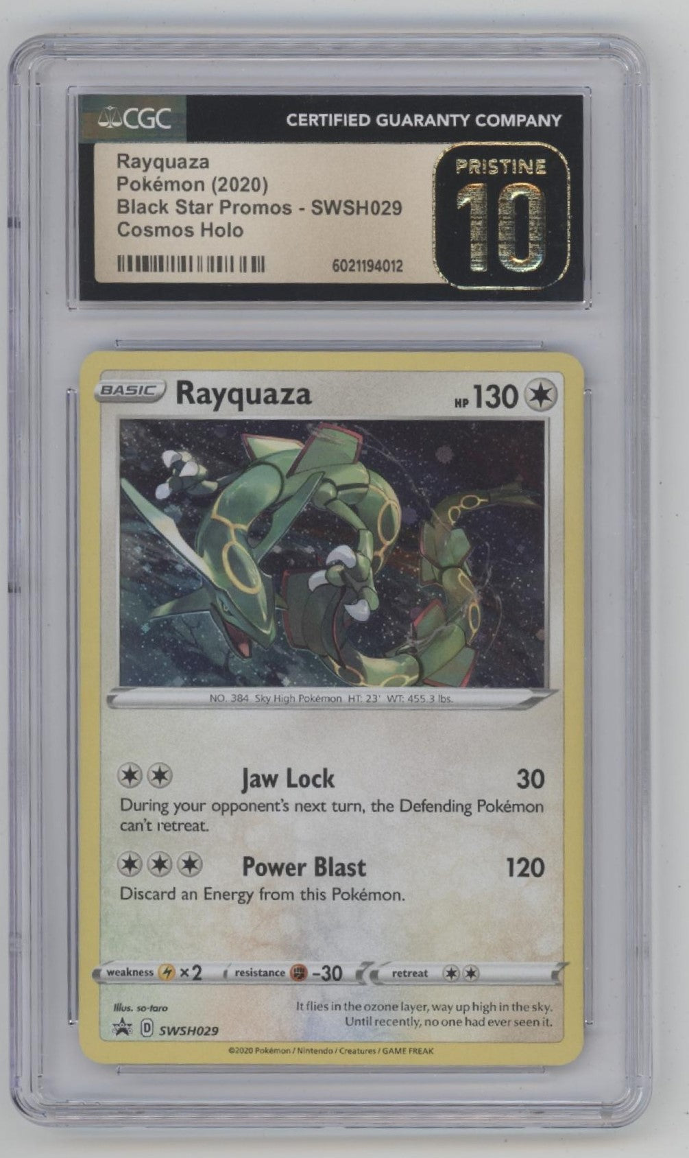 Rayquaza Pokemon Black Star Promo Cosmos Holo #SWSH029 CGC 10 Pristine