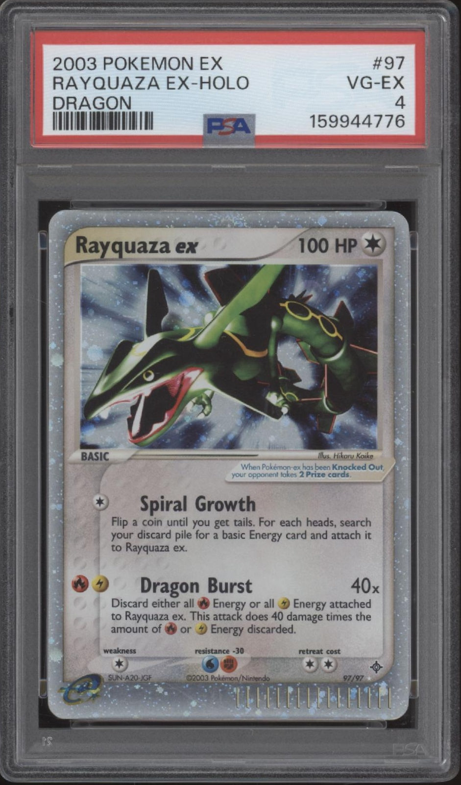 Rayquaza ex Pokemon Dragon Holo #97 PSA 4