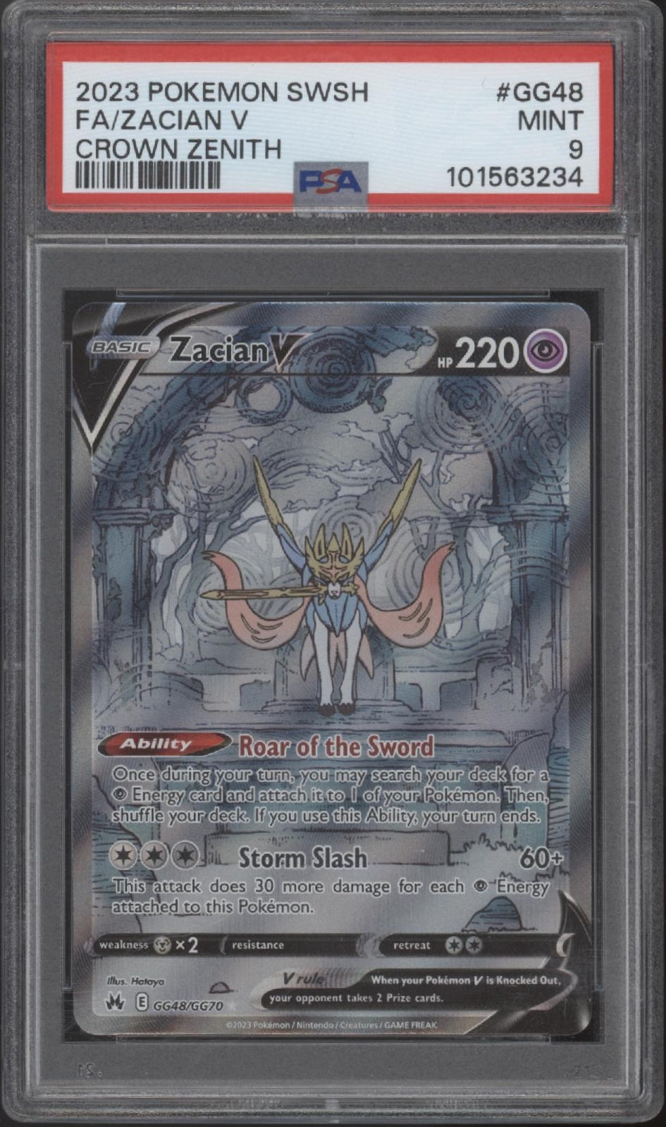Zacian V Pokemon Crown Zenith Full Art #GG48 PSA 9
