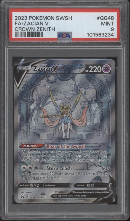 Zacian V Pokemon Crown Zenith Full Art #GG48 PSA 9