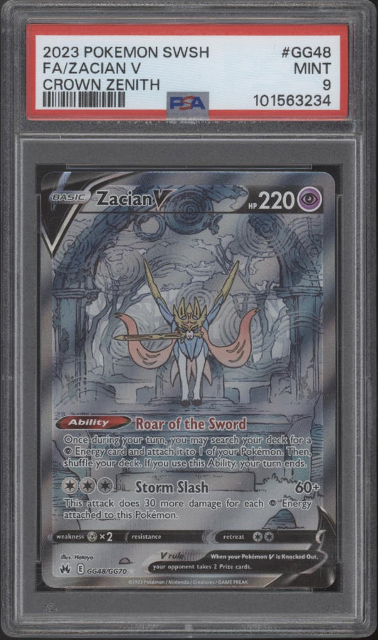 Zacian V Pokemon Crown Zenith Full Art #GG48 PSA 9