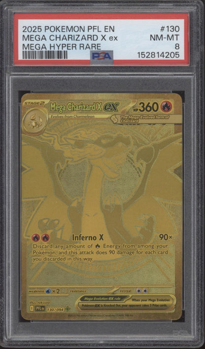 Mega Charizard X ex Pokemon Phantasmal Flames Mega Hyper Rare #130 PSA 8 #2