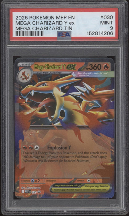 Mega Charizard Y ex Pokemon Mega Charizard Tin #030 PSA 9