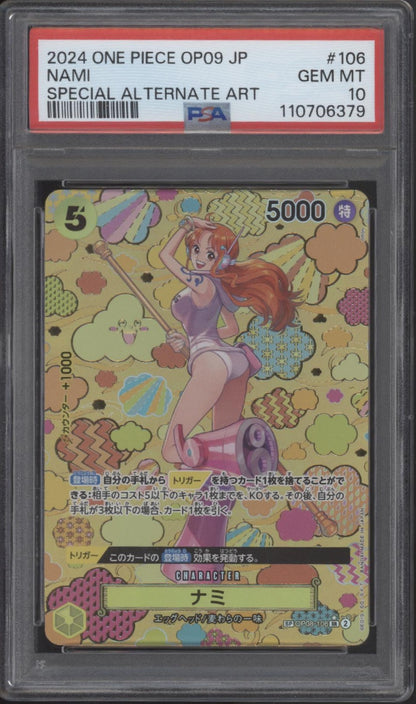 Nami One Piece Card Game OP09 Special Alternate Art Japanese #106 PSA 10