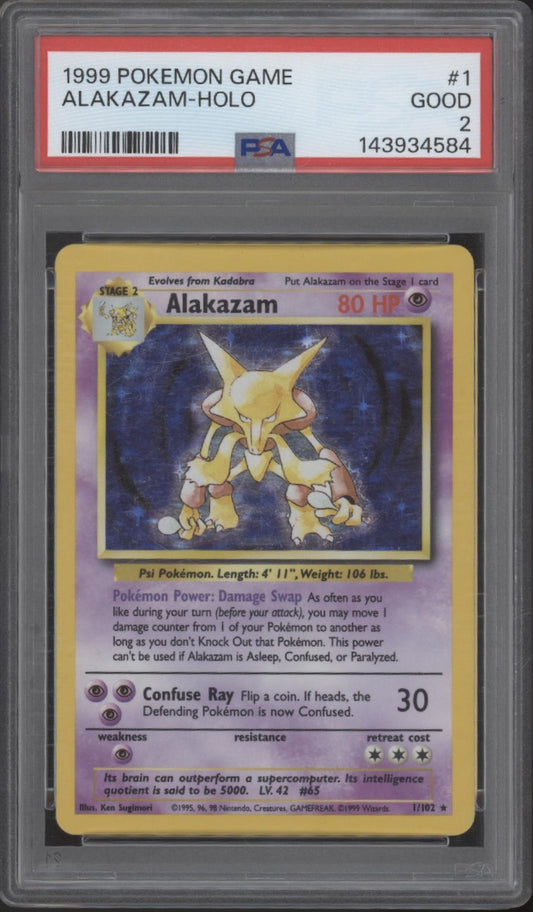 Alakazam Pokemon Base Set Holo #1 PSA 2