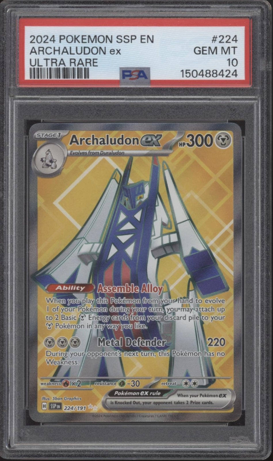Archaludon ex Pokemon Surging Sparks Ultra Rare #224 PSA 10