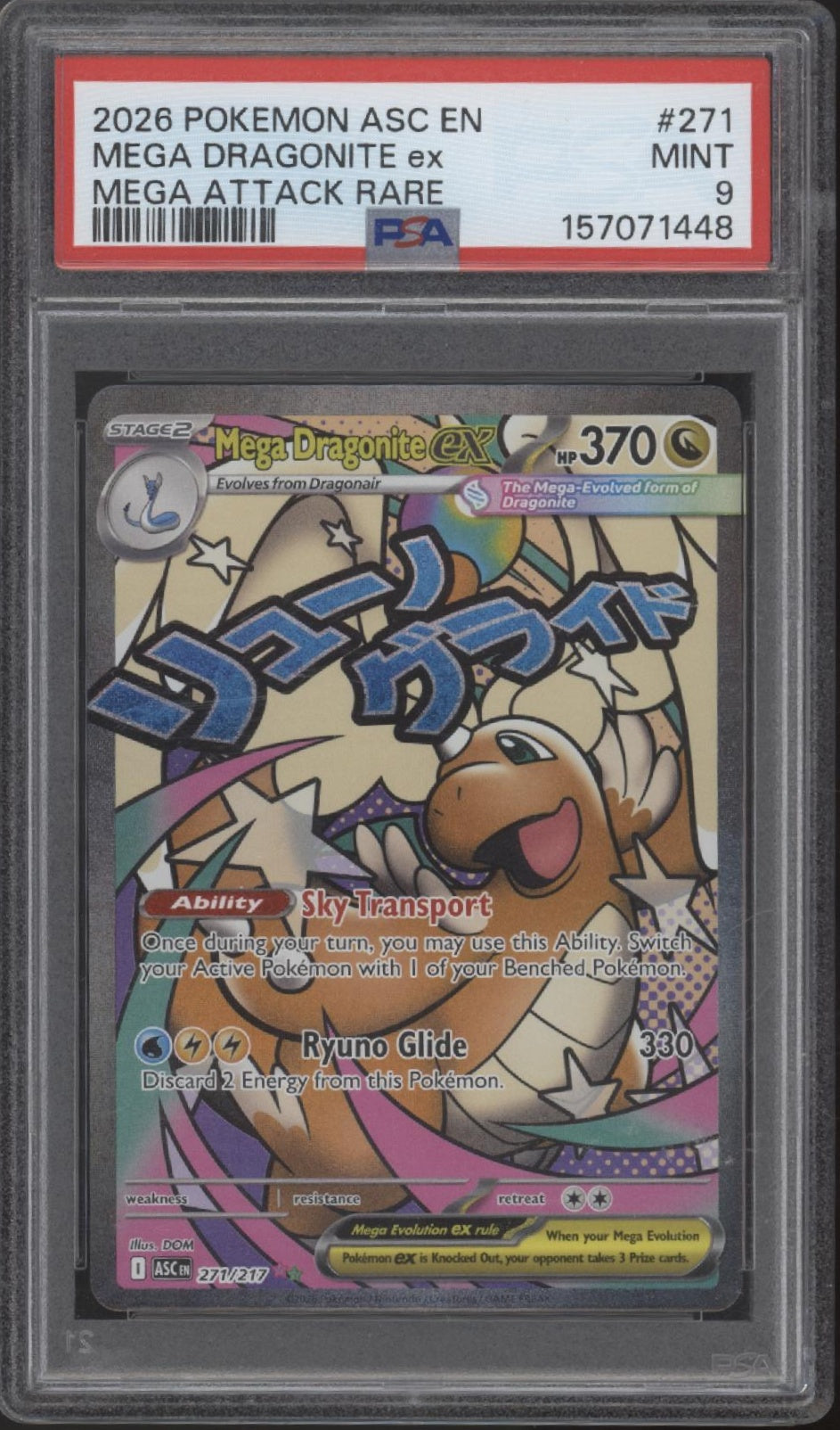 Mega Dragonite ex Pokemon Ascended Heroes Mega Attack Rare #271 PSA 9