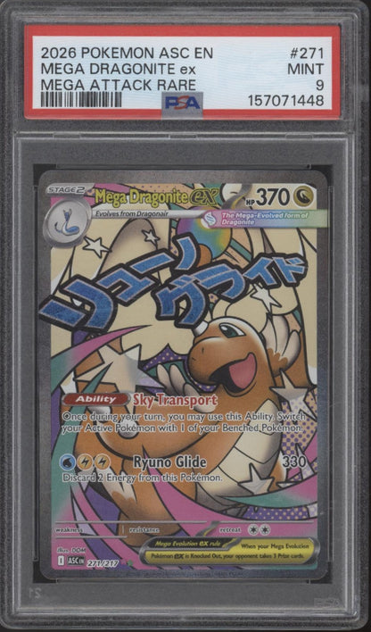 Mega Dragonite ex Pokemon Ascended Heroes Mega Attack Rare #271 PSA 9