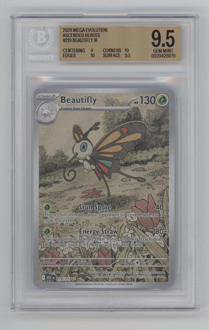 Beautifly Pokemon Ascended Heroes #219 Beckett 9.5