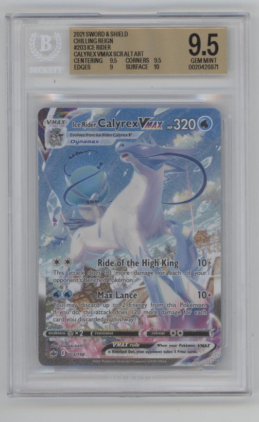 Ice Rider Calyrex VMAX Pokemon Chilling Reign #203 Beckett 9.5