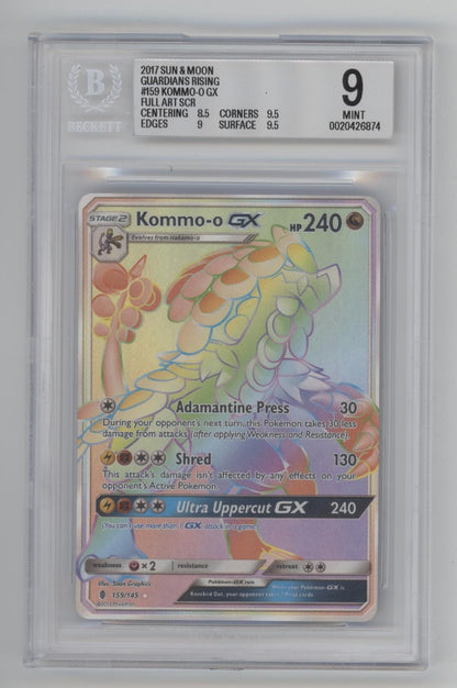 Kommo-o GX Pokemon Guardian Rising Full Art #159 Beckett 9