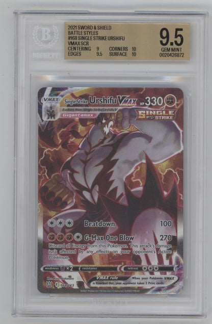 Single Strike Urshifu VMAX Pokemon Battle Styles #168 Beckett 9.5