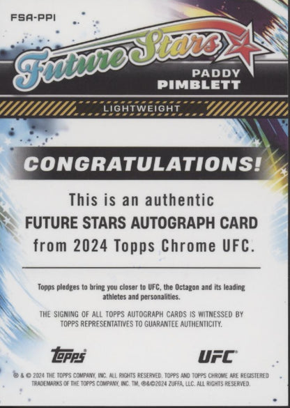 Paddy Pimblett 2024 Topps Chrome Future Stars Auto #FSA-PPI