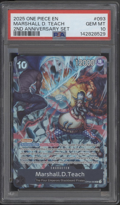 Marshall D Teach One Piece Card Game 2nd Anniversary Set #093 PSA 10