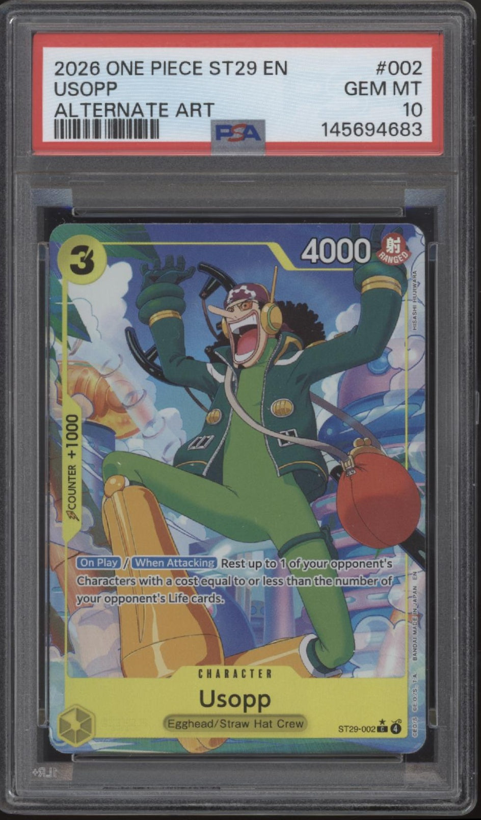 Usopp One Piece Card Game ST29 Alternate Art #002 PSA 10