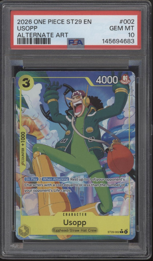 Usopp One Piece Card Game ST29 Alternate Art #002 PSA 10