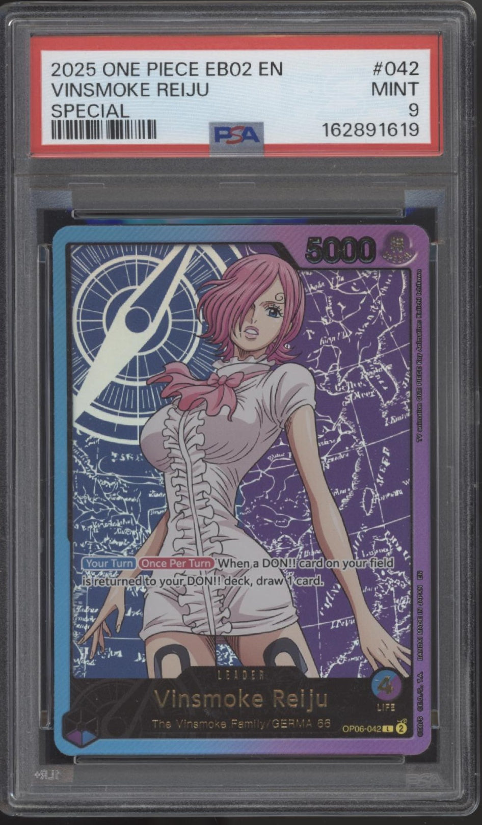 Vinsmoke Reiju One Piece Card Game EB02 Special #042 PSA 9