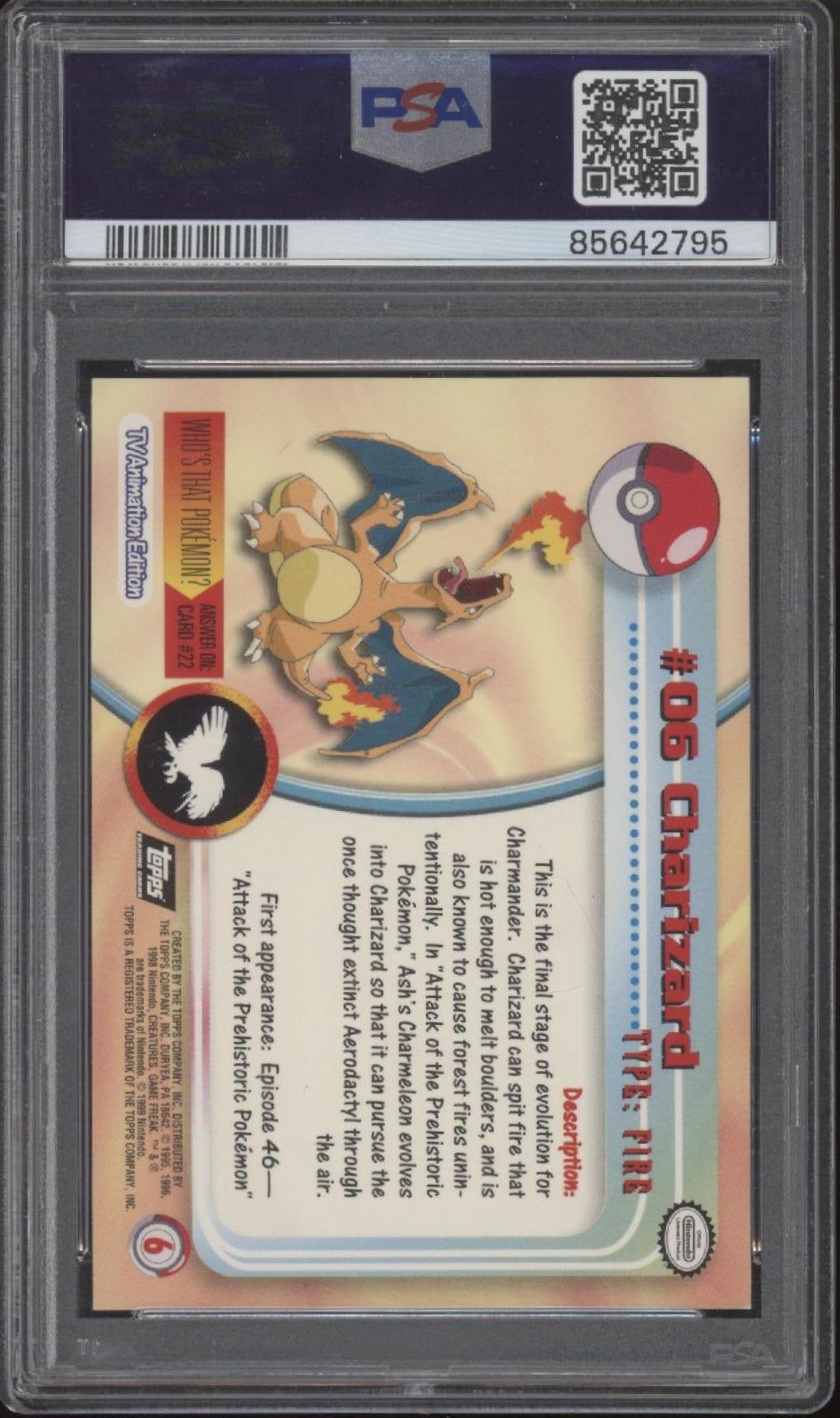 Charizard Topps Pokemon TV Foil #6 PSA 8