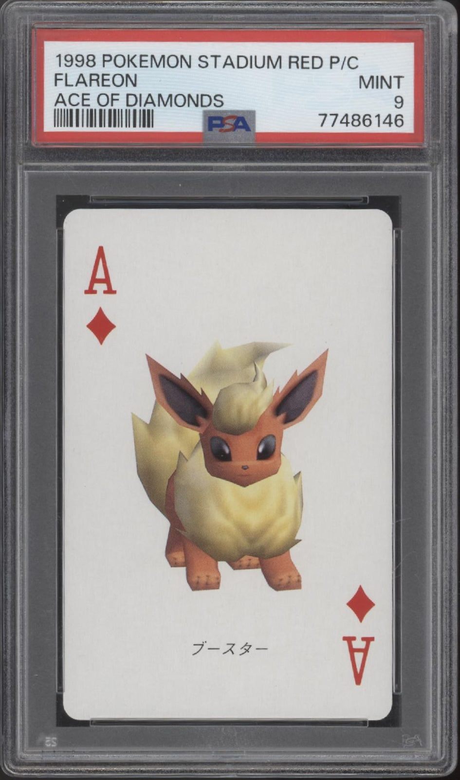 Flareon Pokemon Stadium Red Playing Card Ace of Diamonds PSA 9