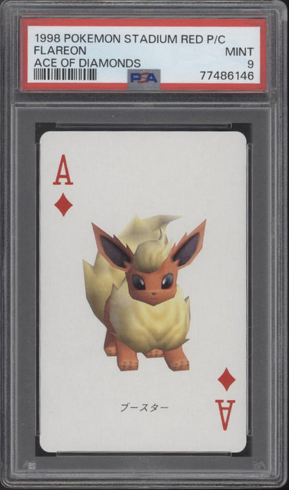 Flareon Pokemon Stadium Red Playing Card Ace of Diamonds PSA 9